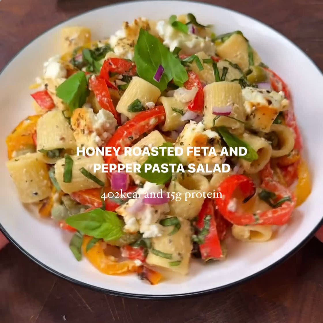 Honey roasted feta and pasta salad