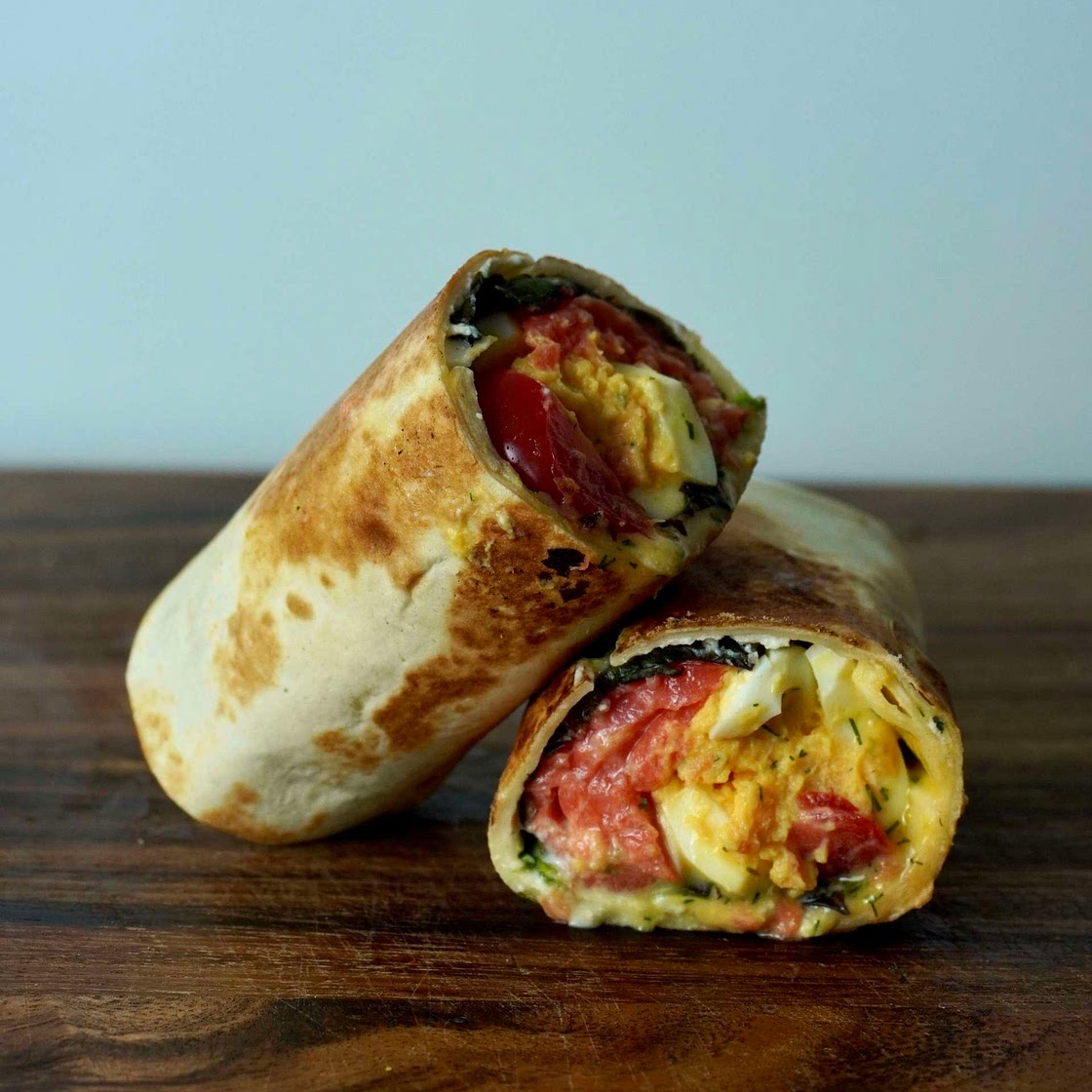 Smoked salmon burrito