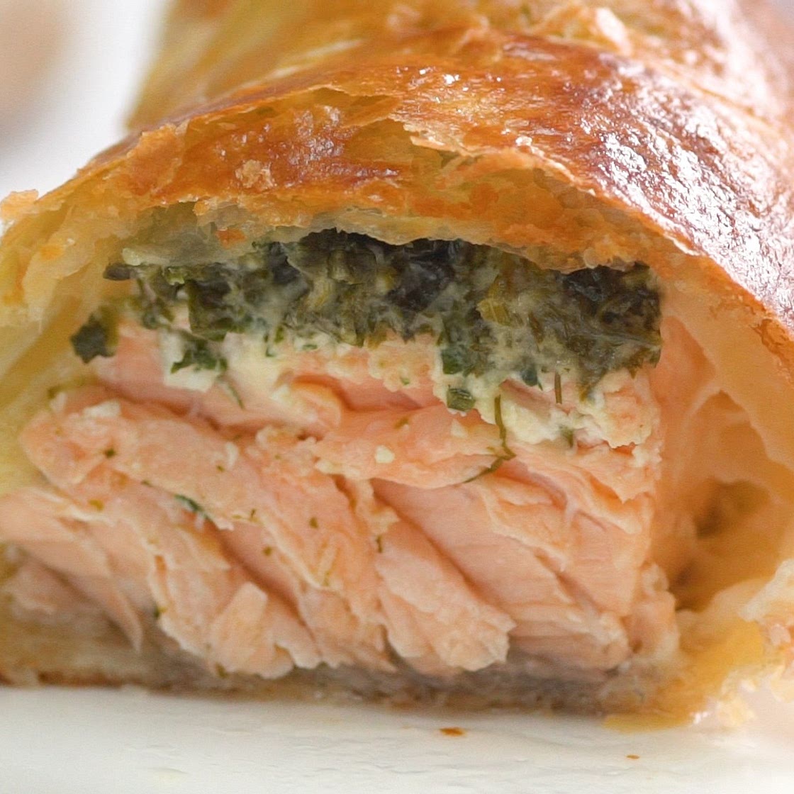 Herb Coated Salmon in Puff Pastry
