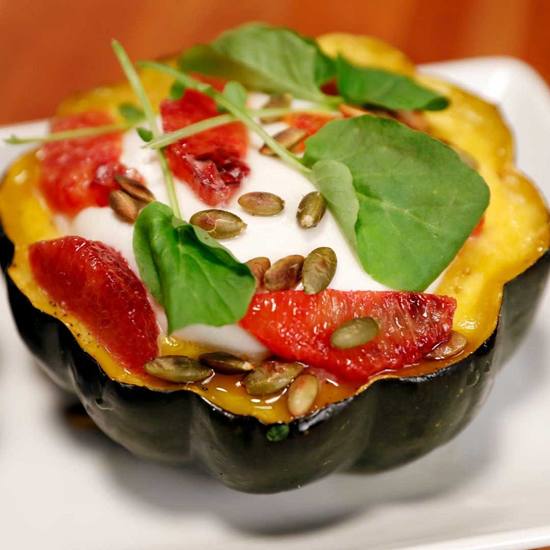 Acorn Squash with Burrata and Oranges