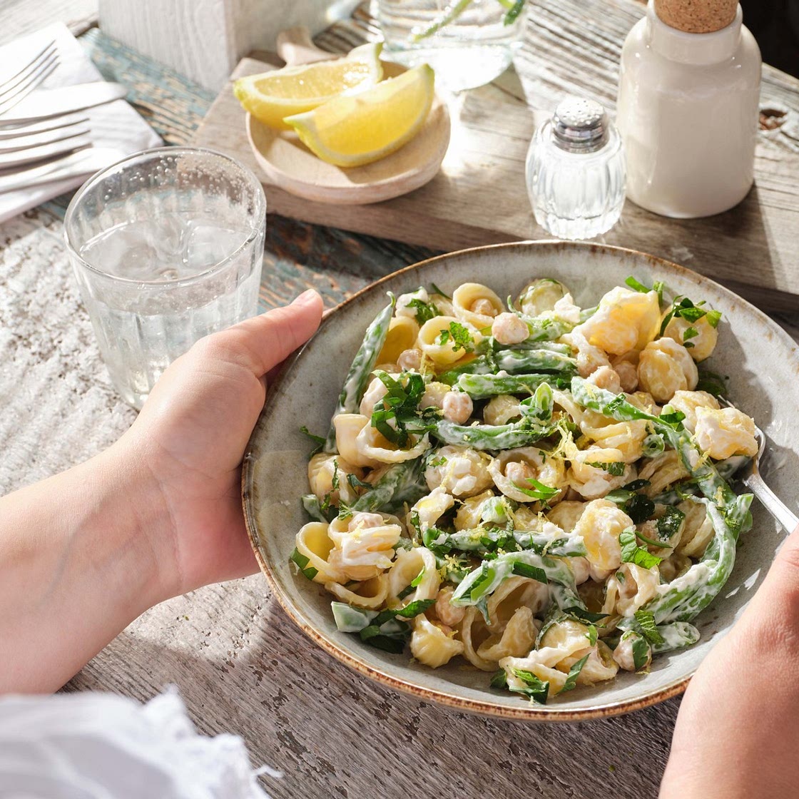 Vegane Creamy Pasta mit Kichererbsen