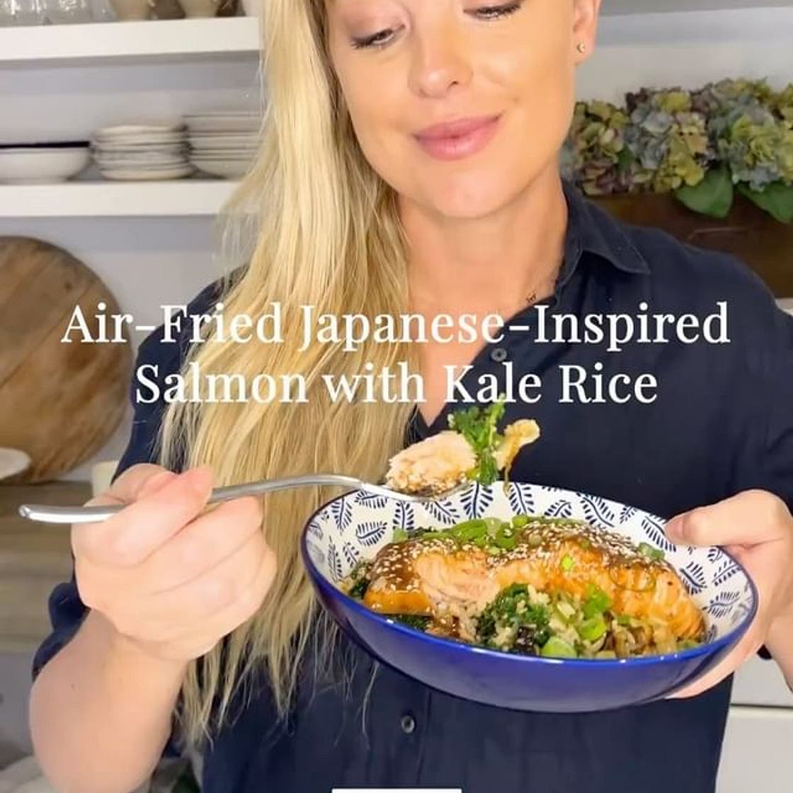 Japanese-Inspired Salmon with Kale Rice ✨⁠