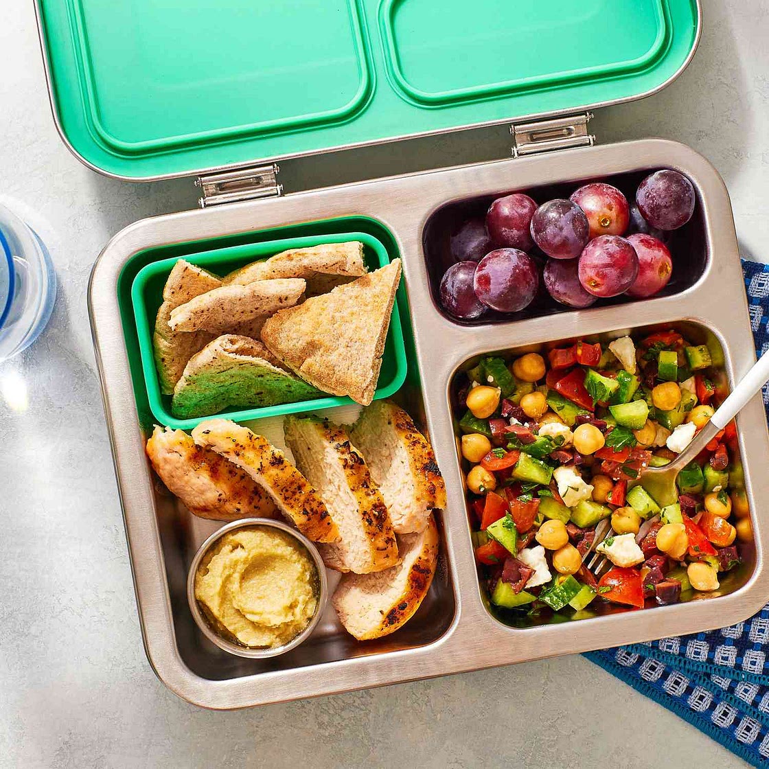 Cucumber Salad, Hummus & Pita Bento Box Lunch