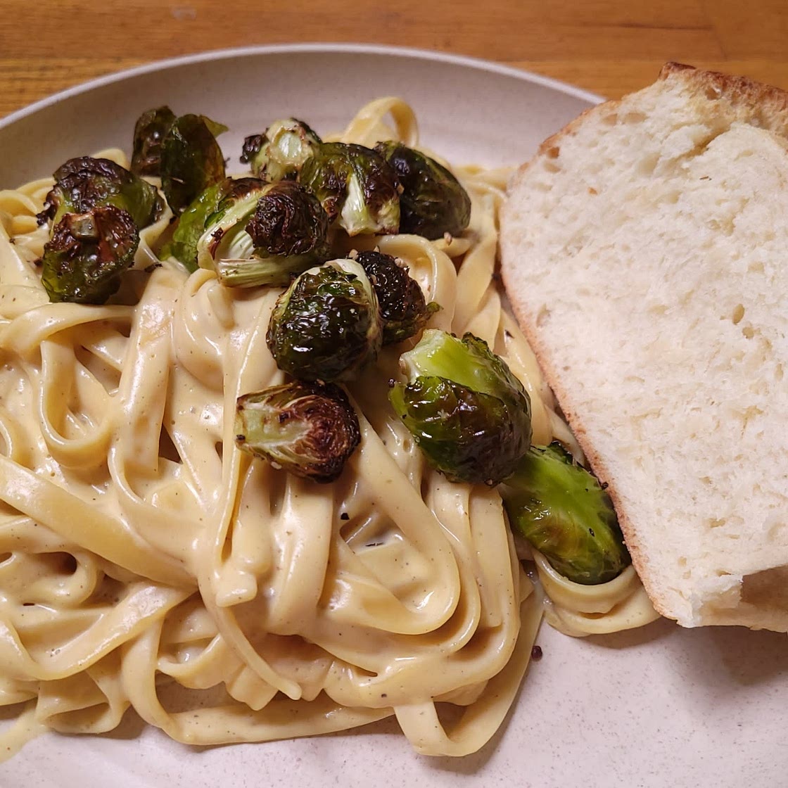 Garlic and White Wine Pasta with Brussels Sprouts
