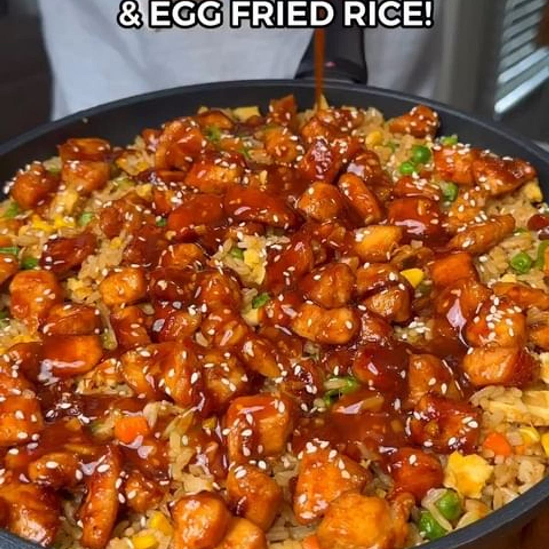 Honey Sesame Chicken &amp; Egg Fried Rice🍗🍚
