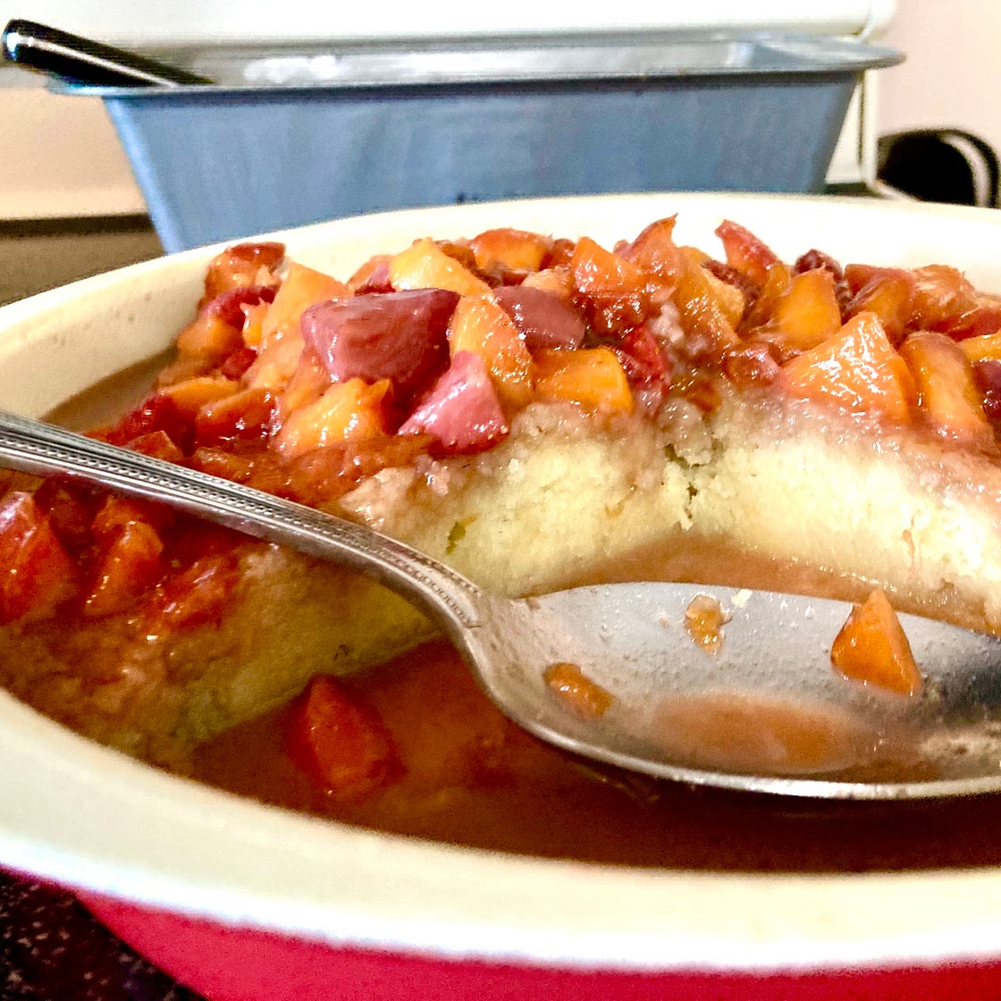 Caramelized strawberry and peach sauce