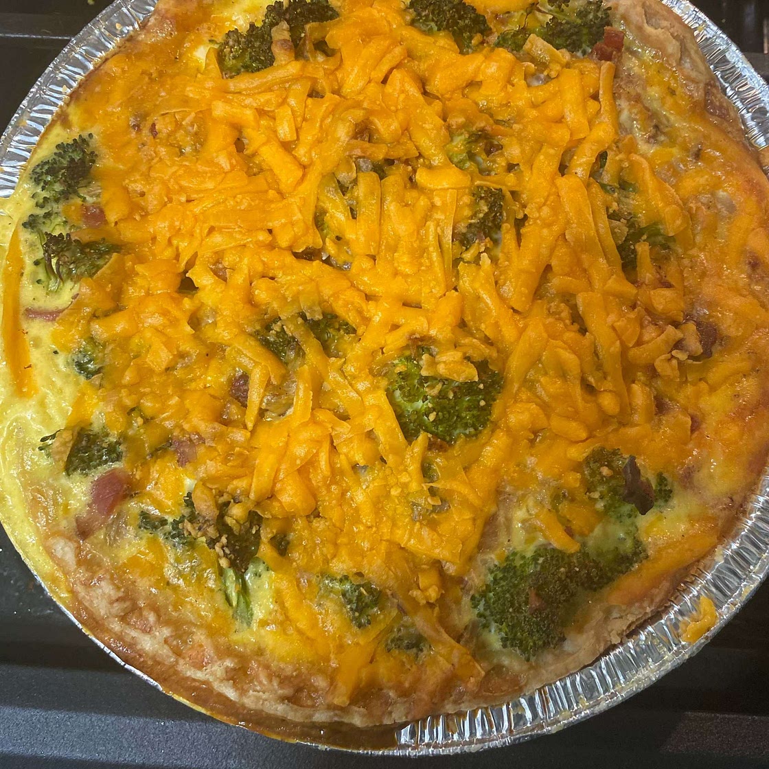 Bacon Broccoli Cheddar Crustless Quiche