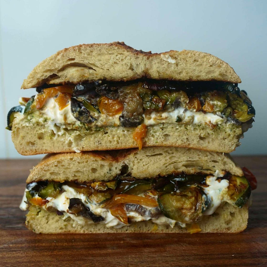 Burrata grilled vegetables sandwich
