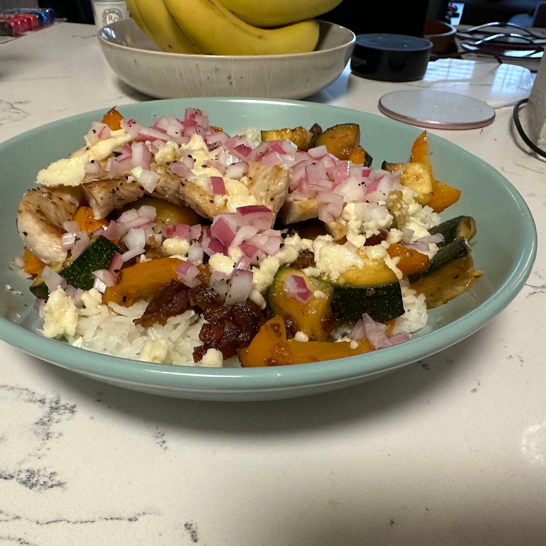 Greek chicken and rice bowl