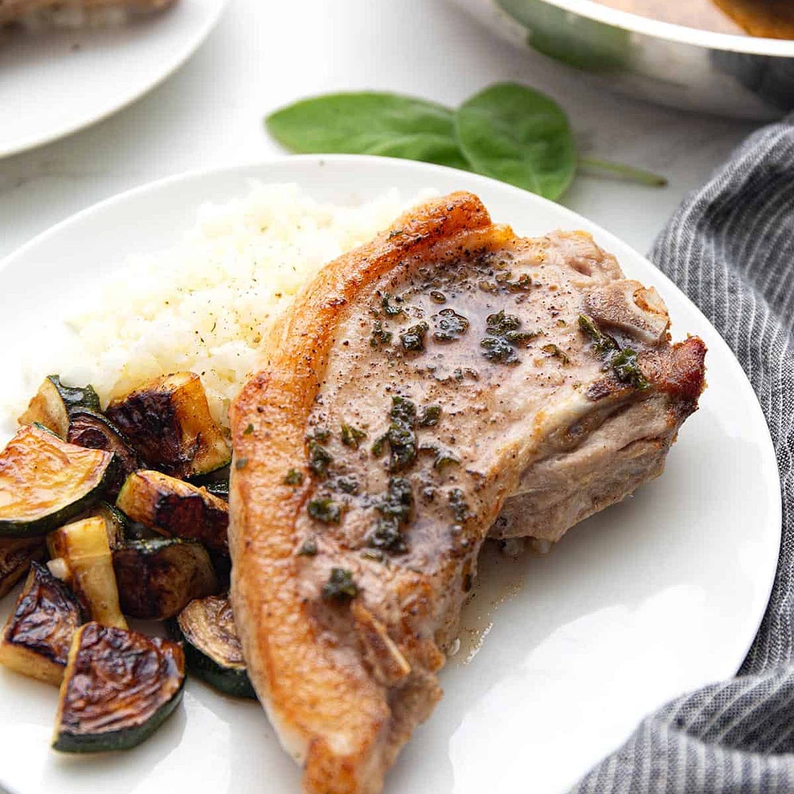 Air Fryer Pork Chops with Sage Brown Butter