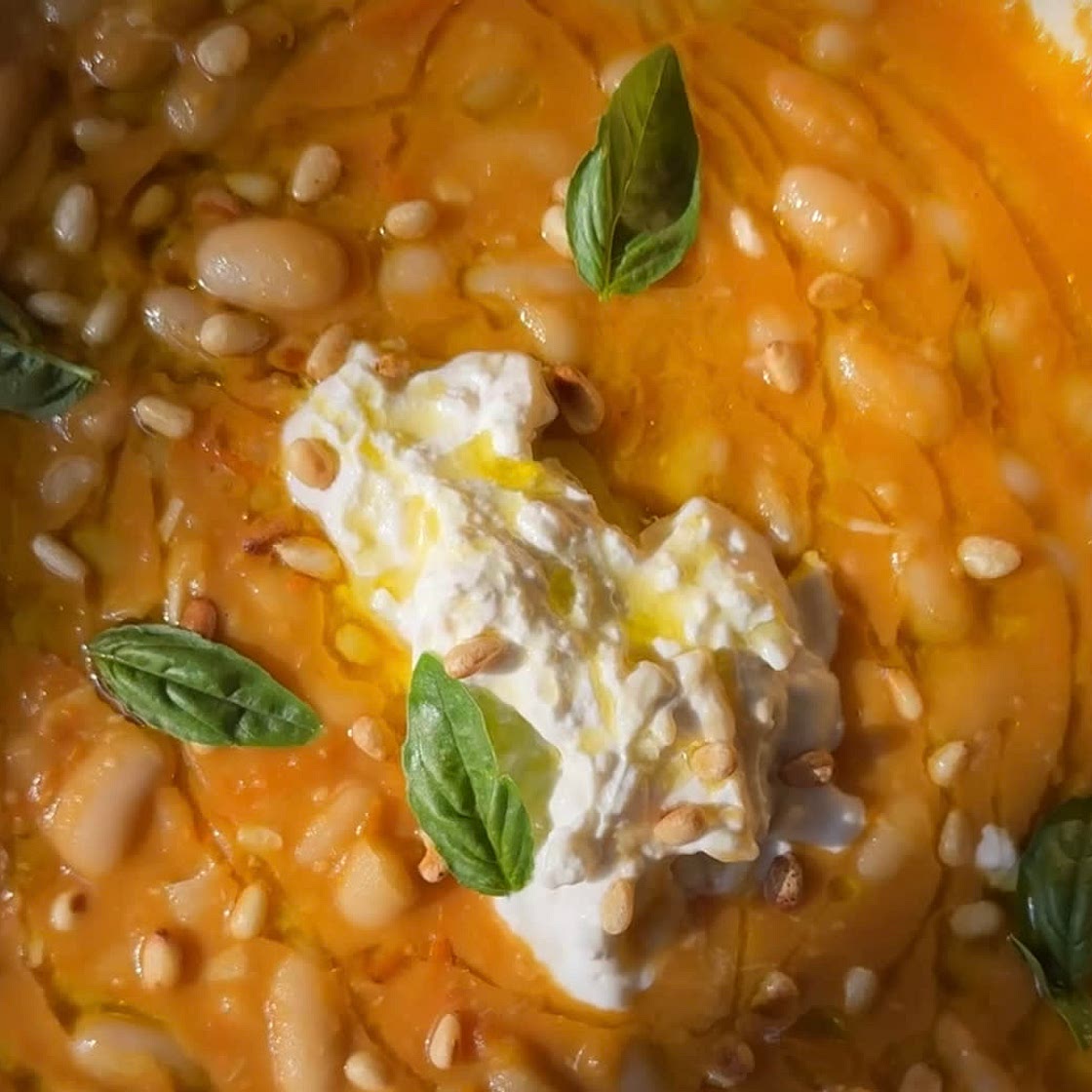 Braised summer tomatoes and cannellini beans
