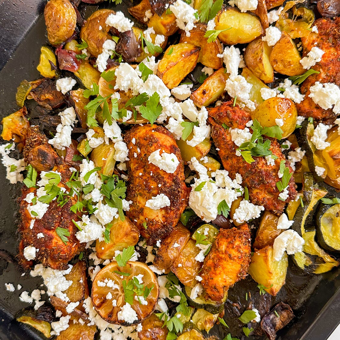 Sheet Pan Greek Chicken and Potatoes