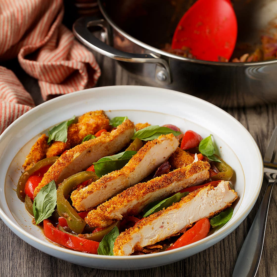 low carb Chicken breast Recipe | Pan-Fried Chicken Breast with Mediterranean Pepperonata