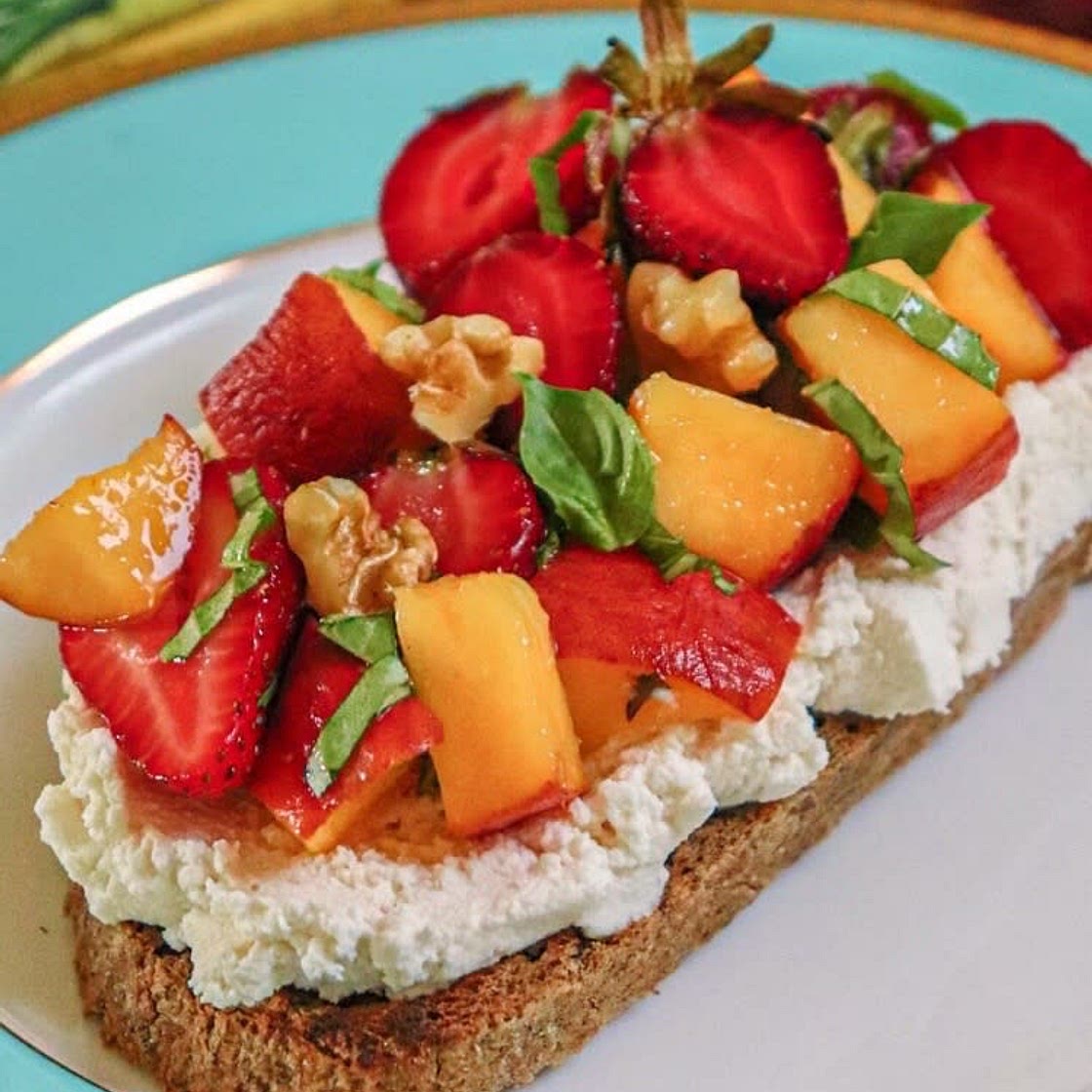 Peach & Strawberry Ricotta Toasts (dairy free)