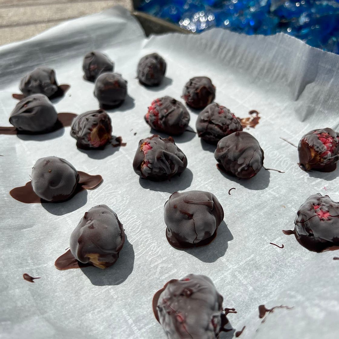 Peanut Butter Filled Chocolate Raspberries 