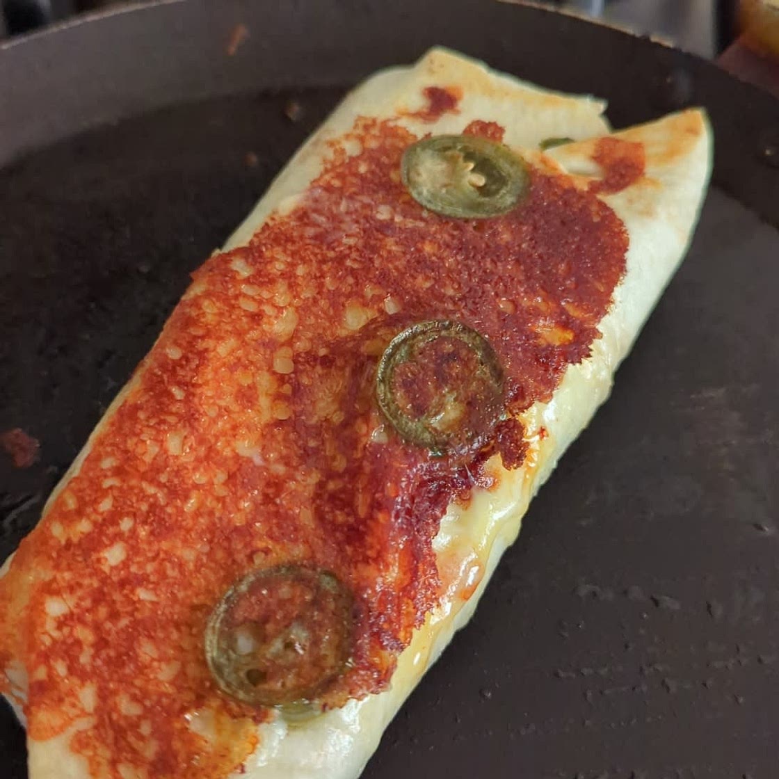 Crispy Cheese Poblano Avocado Burrito
