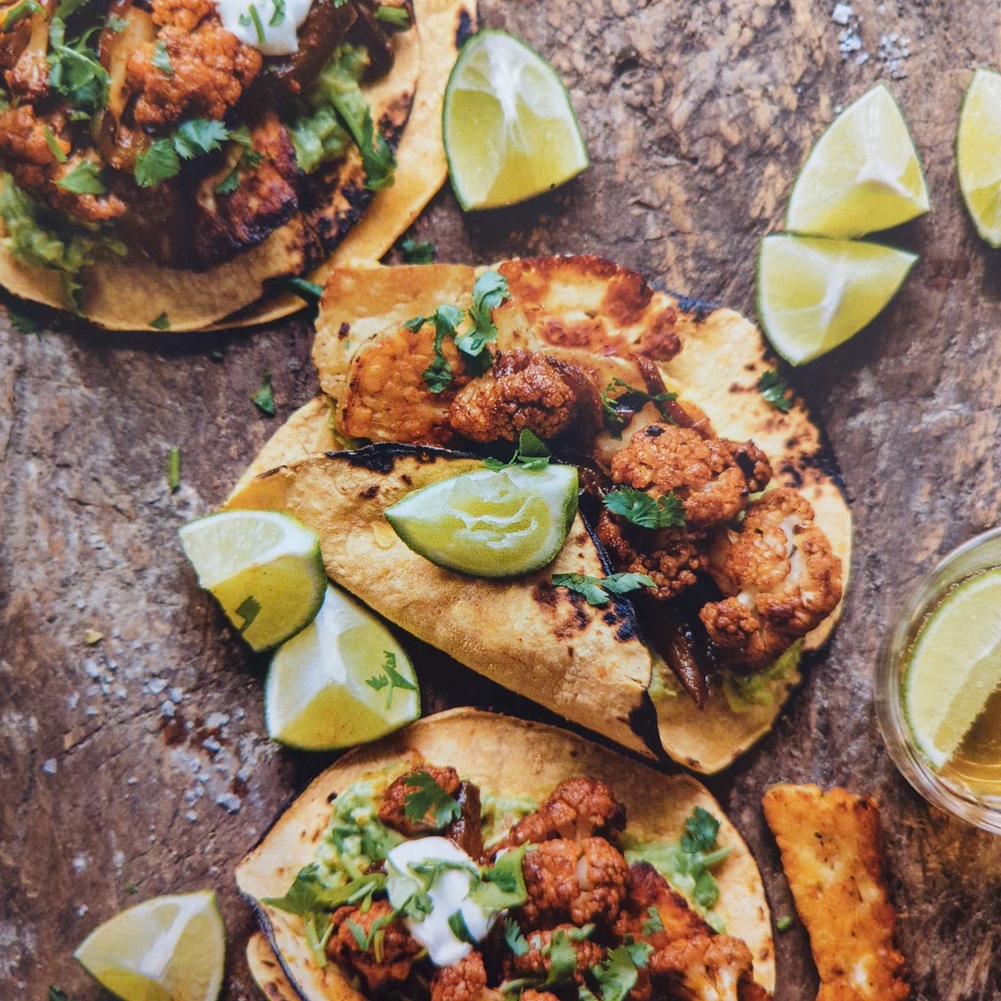 Spicy Poblano Tacos with Fried Sesame Halloumi