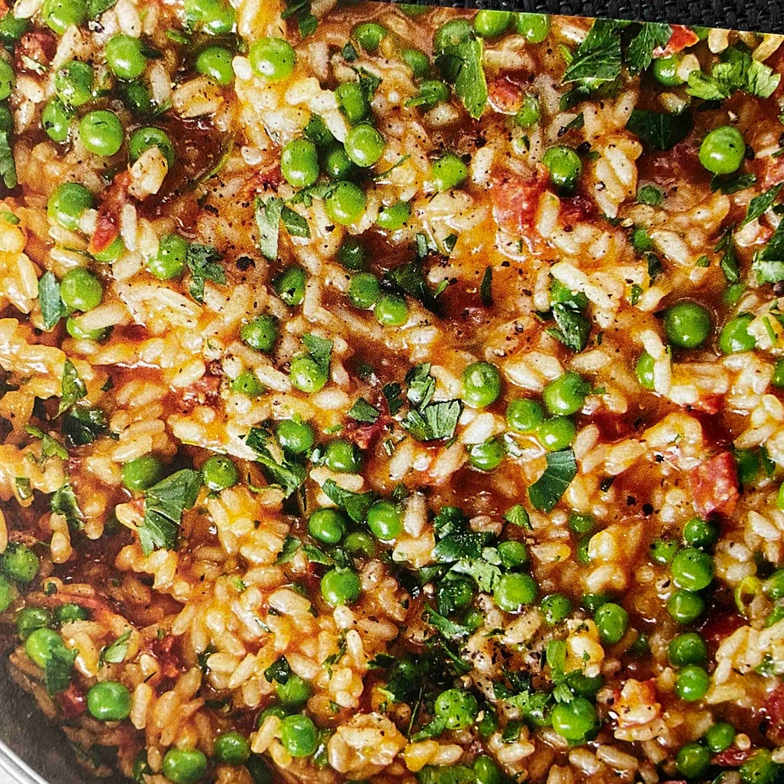 Risotto facile au chorizo et aux petits pois