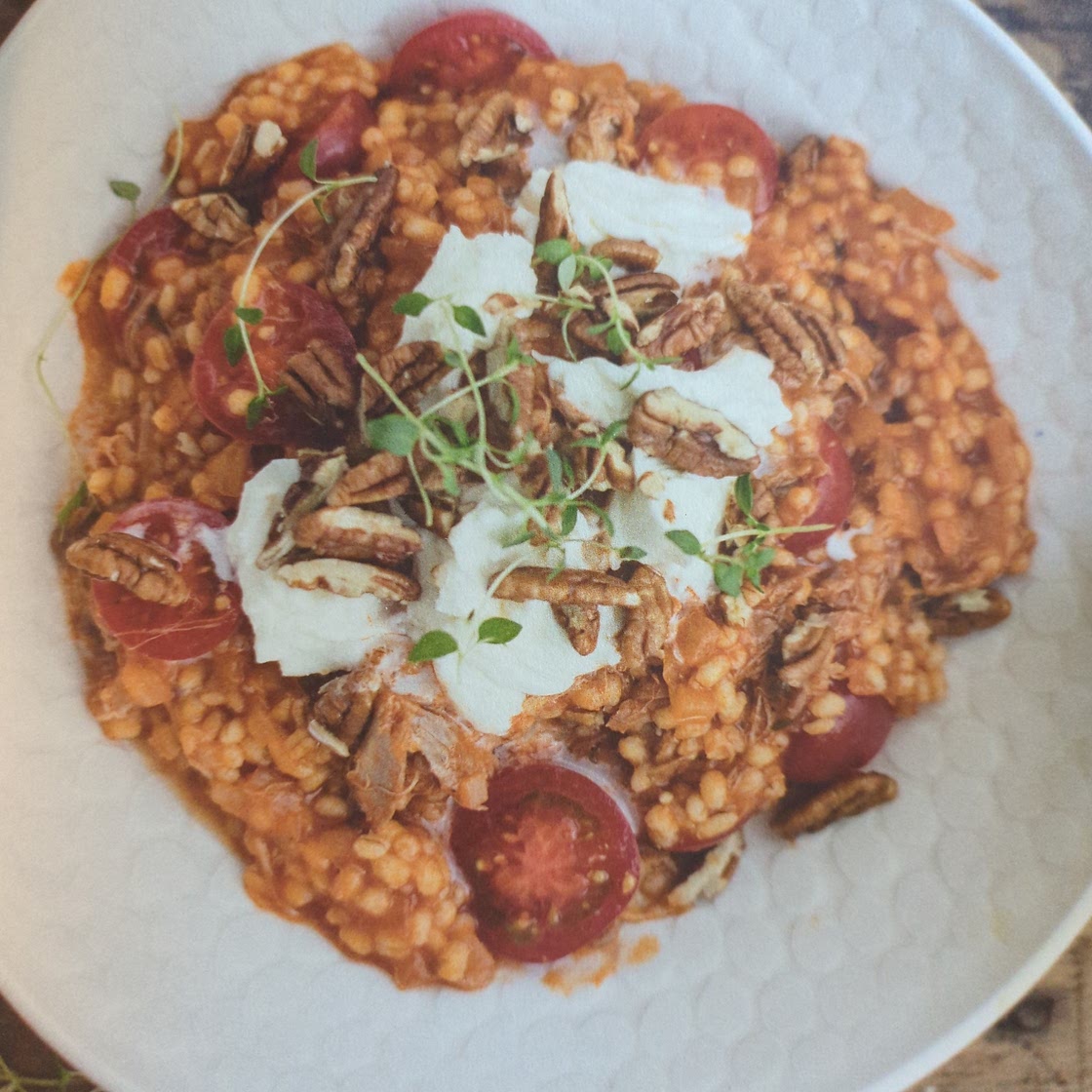 (Gilles) Risotto d'orge aux tomates canard confit et mozzarella fraîche