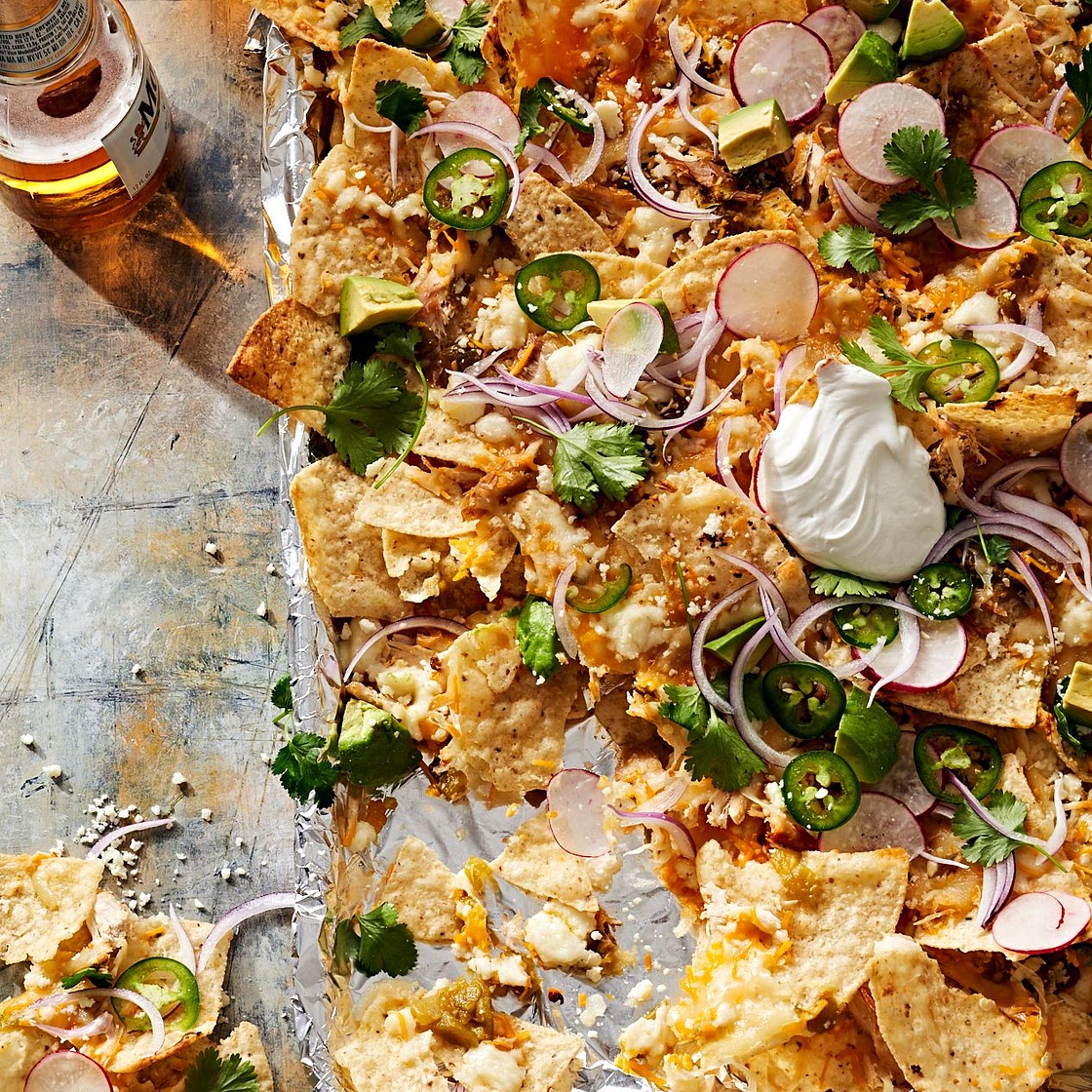 Sheet-Pan Green Chile Chicken Nachos