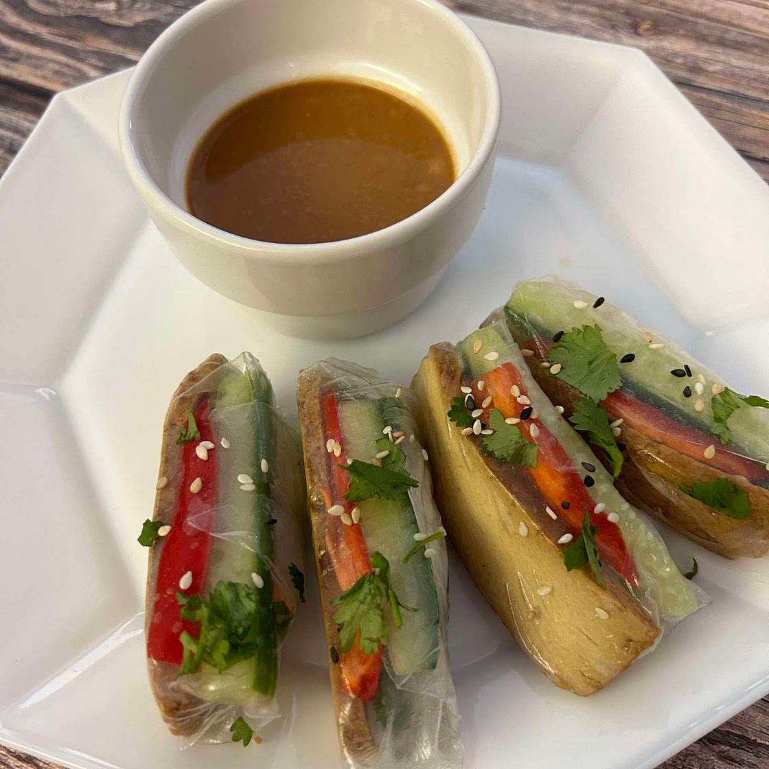 Tofu Spring Rolls w/ Healthy Peanut Sauce 