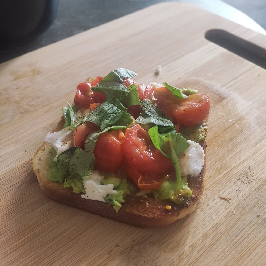 Roasted Tomato Mozzarella Avocado Toast