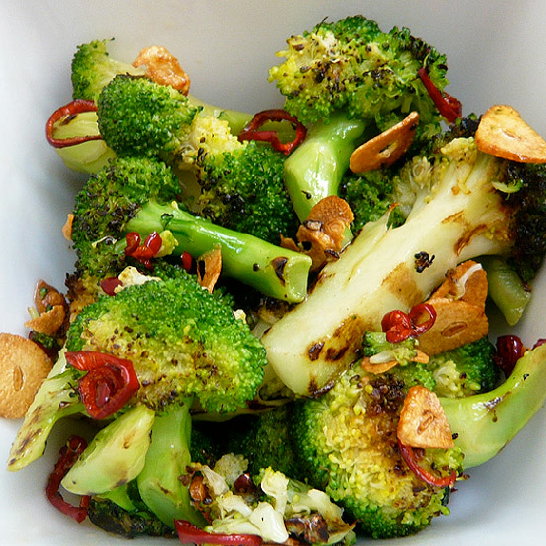 chargrilled broccoli with chilli and garlic