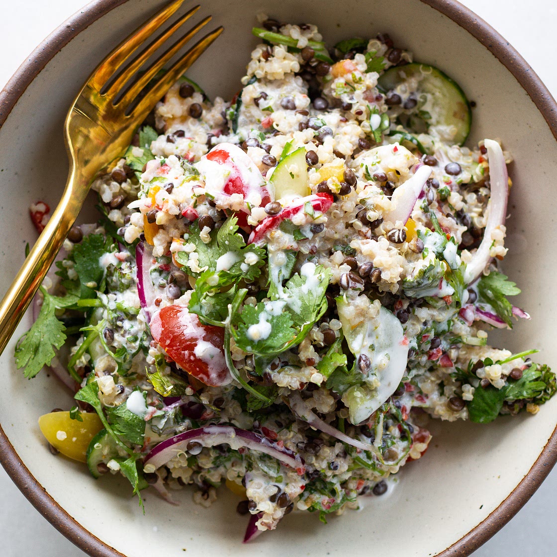 Quinoa Summer Salad with Coconut Milk Dressing