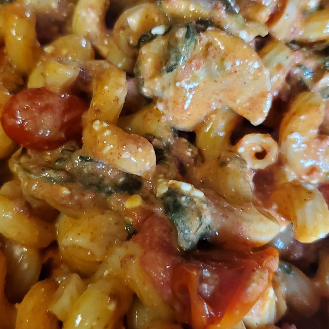 Chicken and chorizo Feta pasta bake