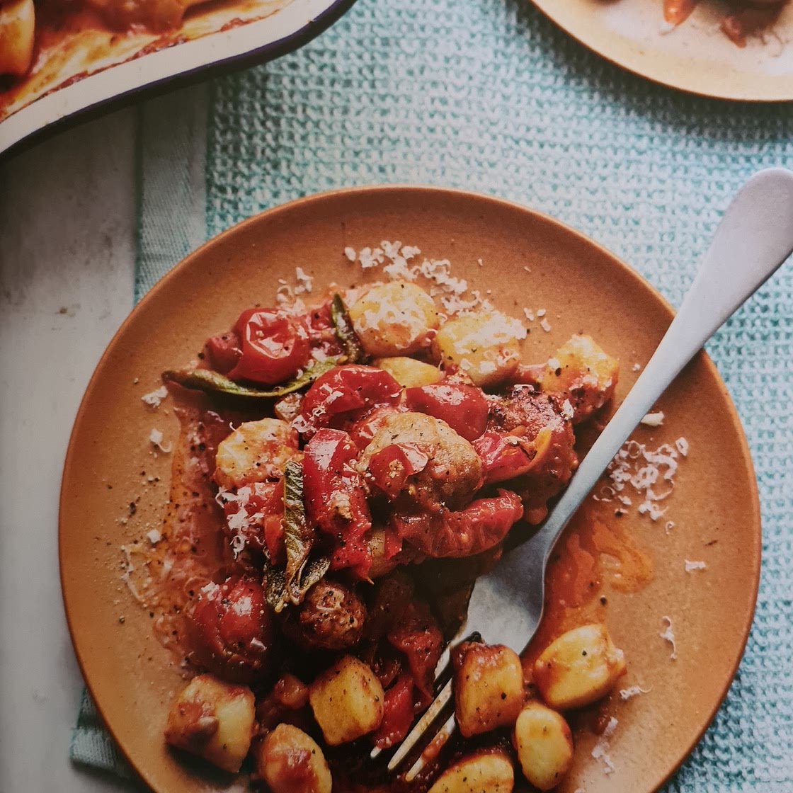 Roasted Gnocchi with Meatballs, Peppers & Sage
