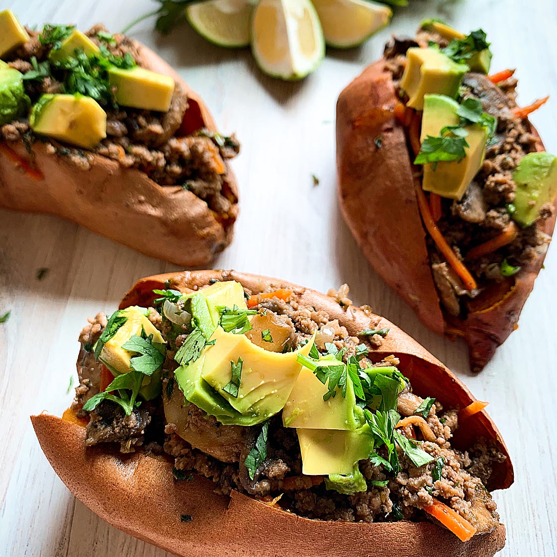 Southwest Beef Stuffed Sweet Potatoes