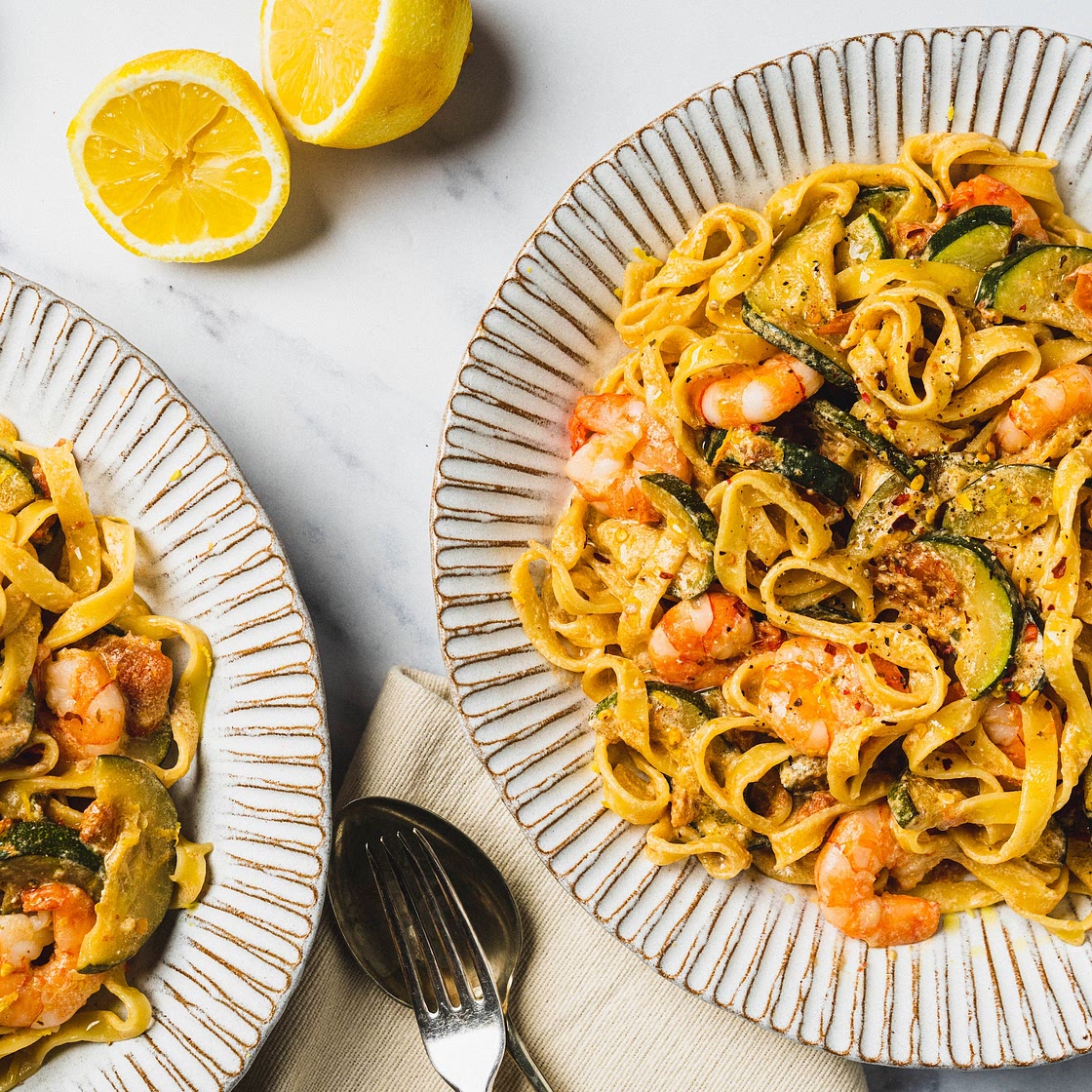 Sophie Canham's Creamy Tuscan Prawn Tagliatelle