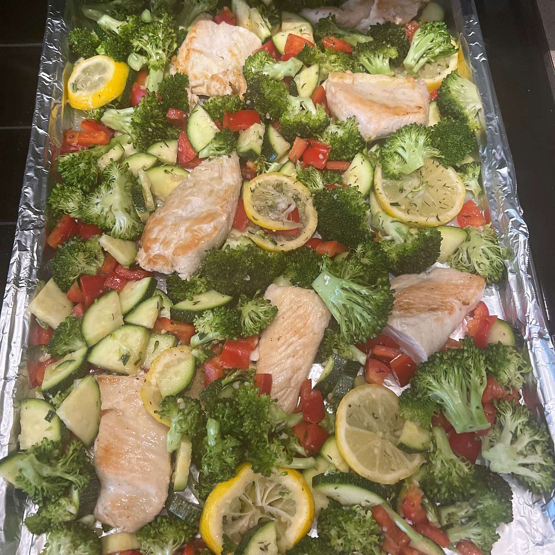Low Carb Sheet Pan Chicken with Veggies and Fresh Herbs