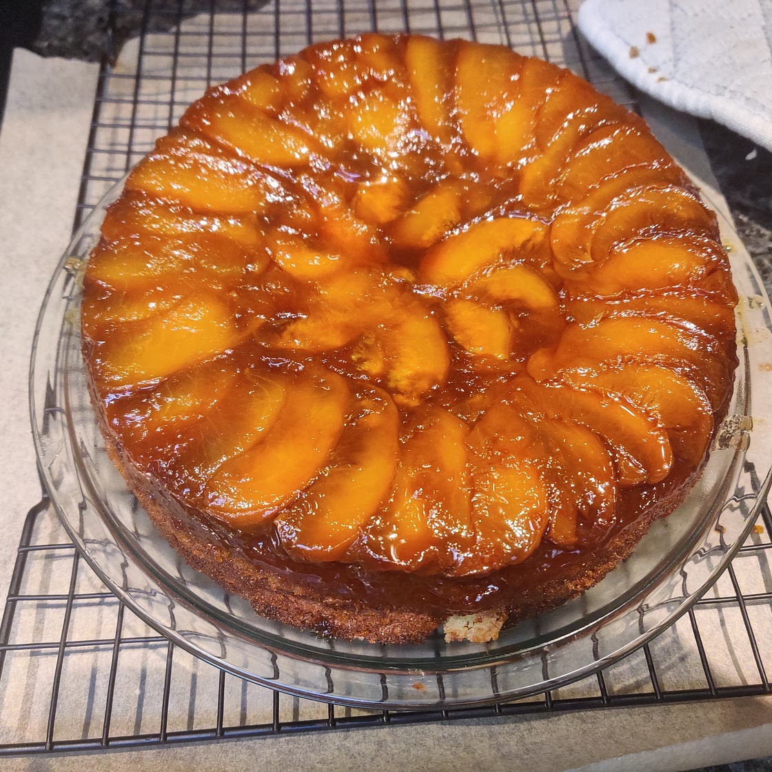 Peach upside-down cake