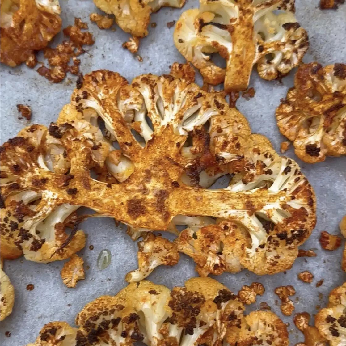 Baked Cauliflower Steaks and Tahini Sauce