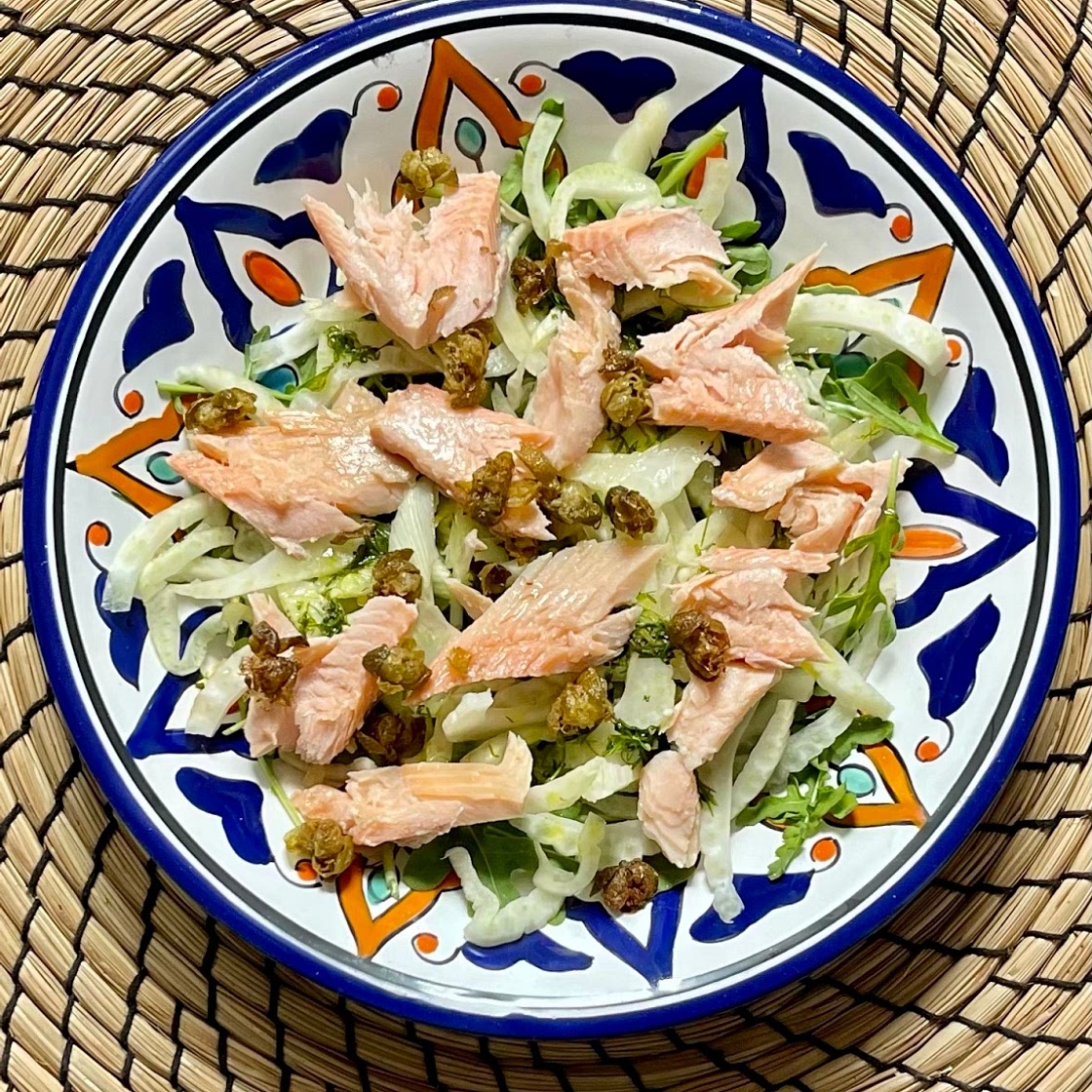 Hot Smoked Trout and Fennel Salad with a Dill, Chive and Lemon D