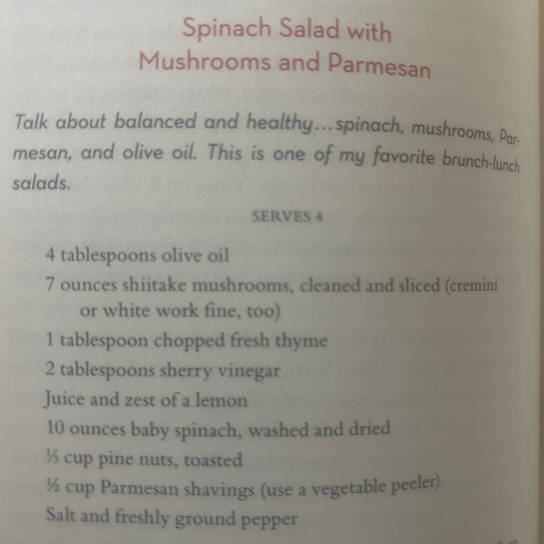 Spinach salad with mushrooms and Parmesan