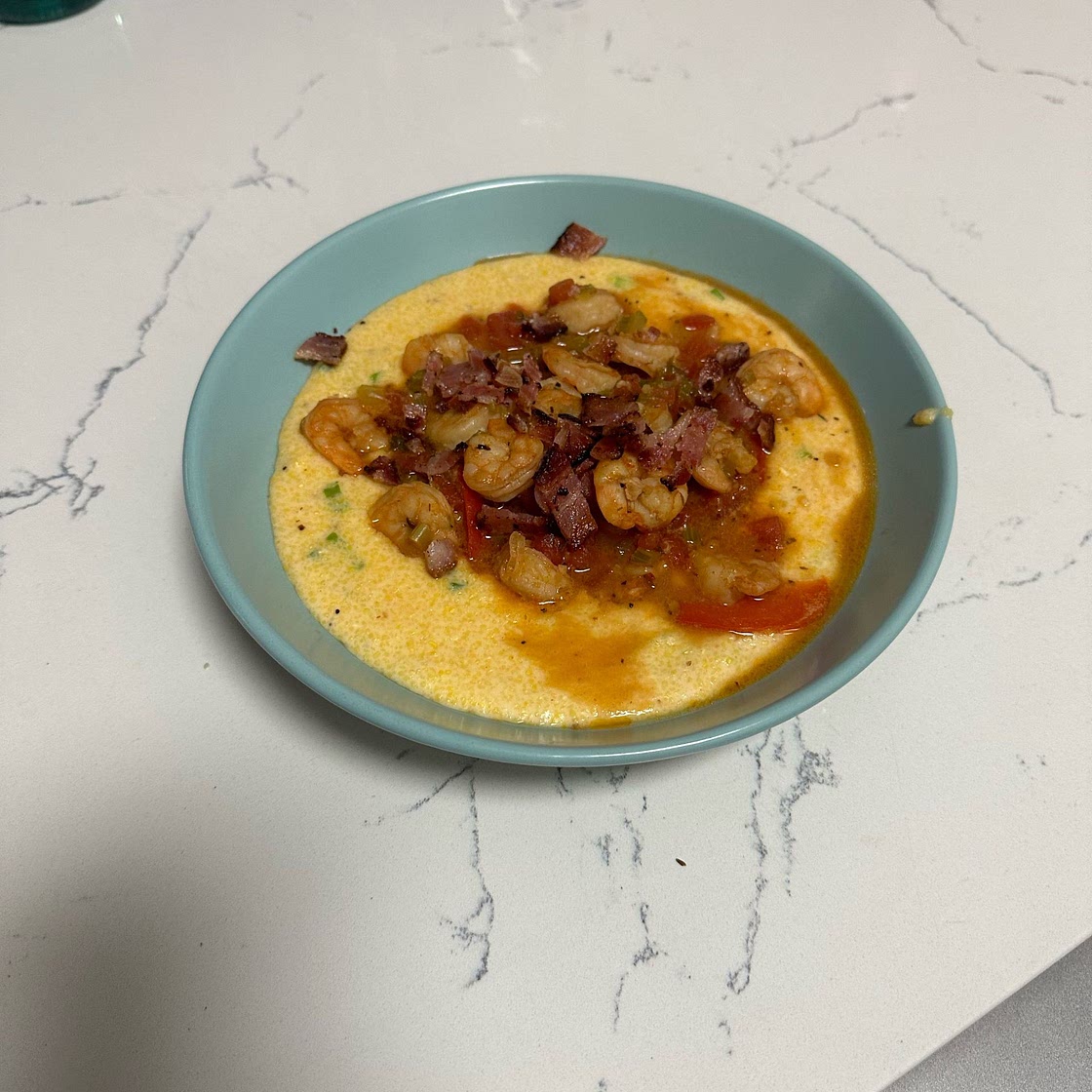 New Orleans BBQ Shrimp and Cheesy Grits