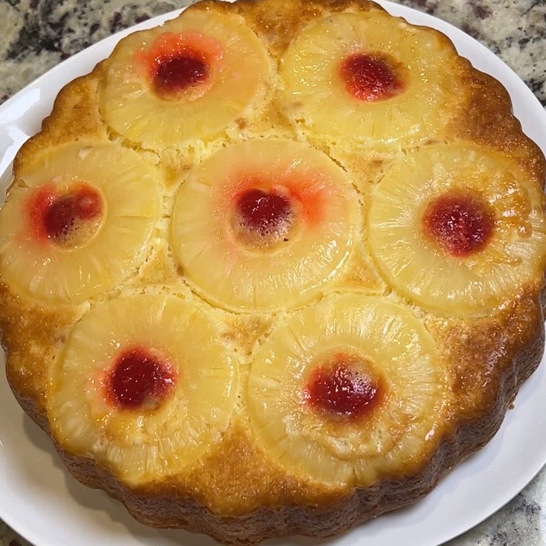  Boozy Pineapple Upside Down Cake 