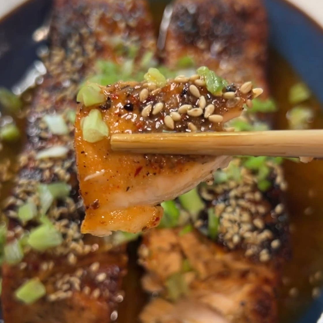 Blackened Salmon with Ginger Miso Dressing