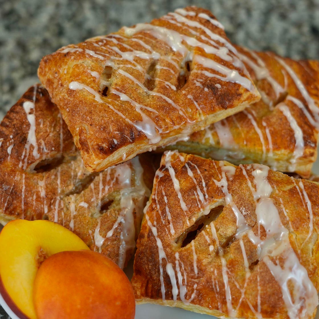 Glazed Peach Pie Turnovers