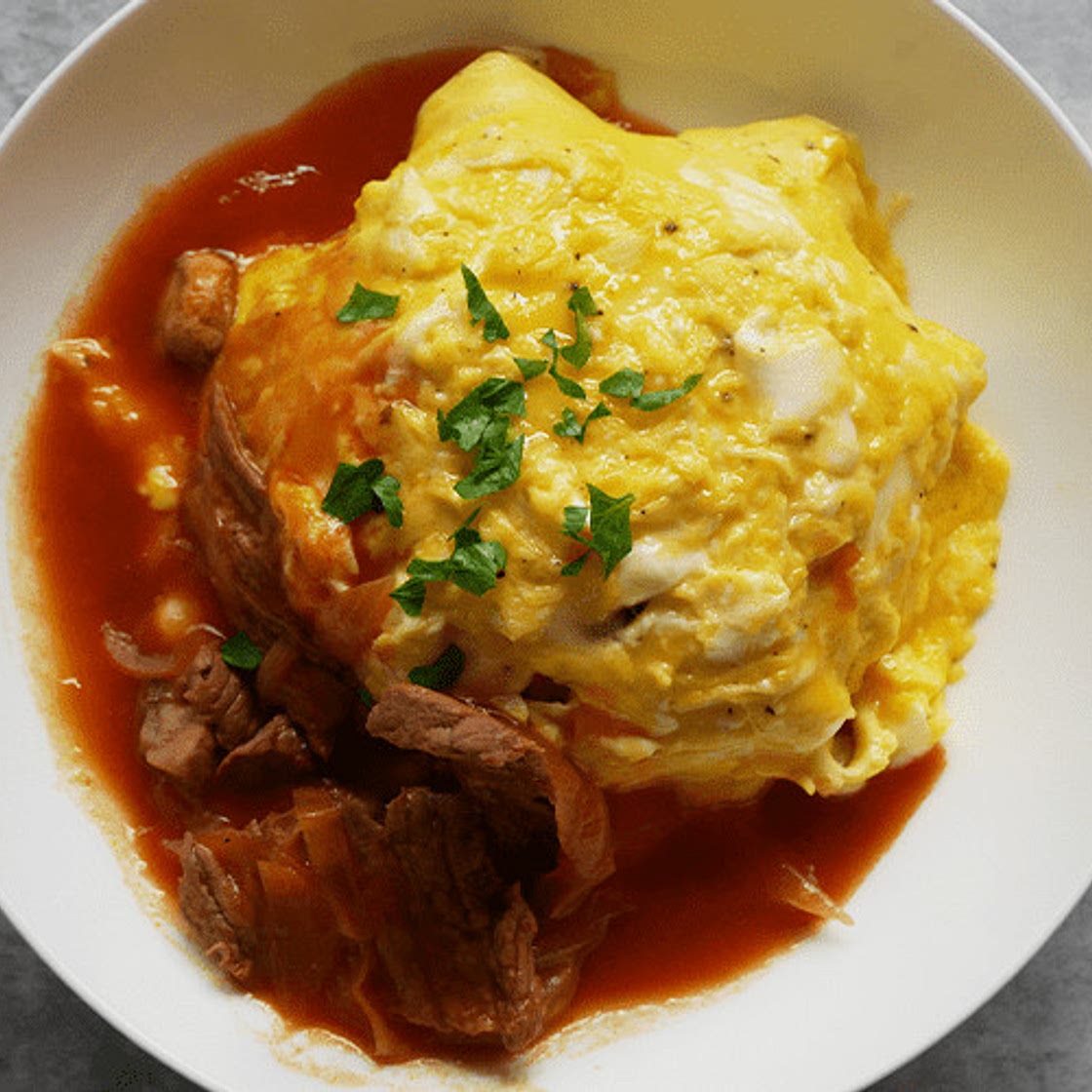 Omurice with demi-glace sauce