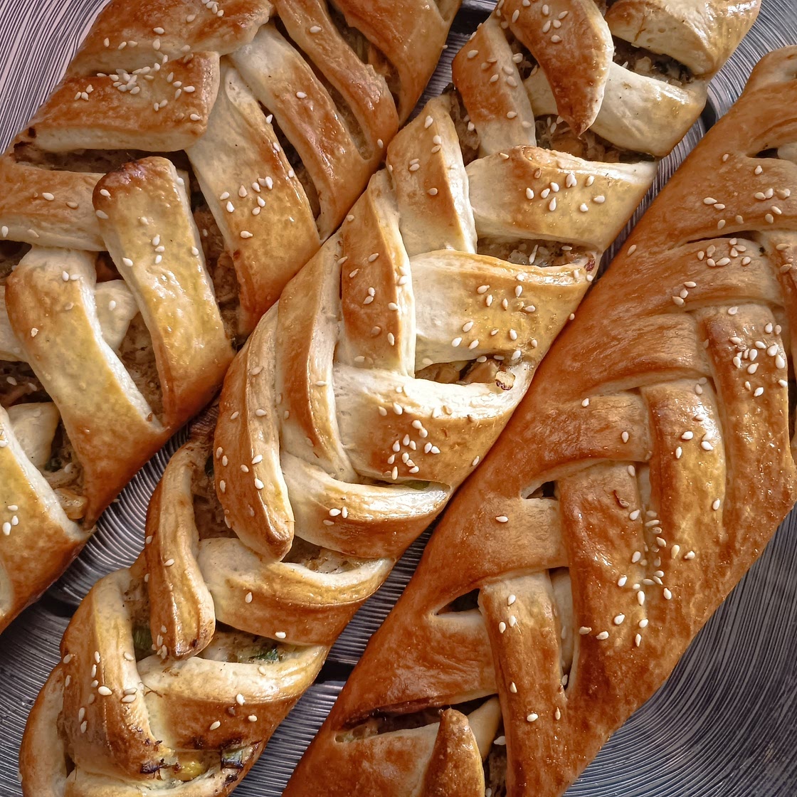 Braided chicken bread