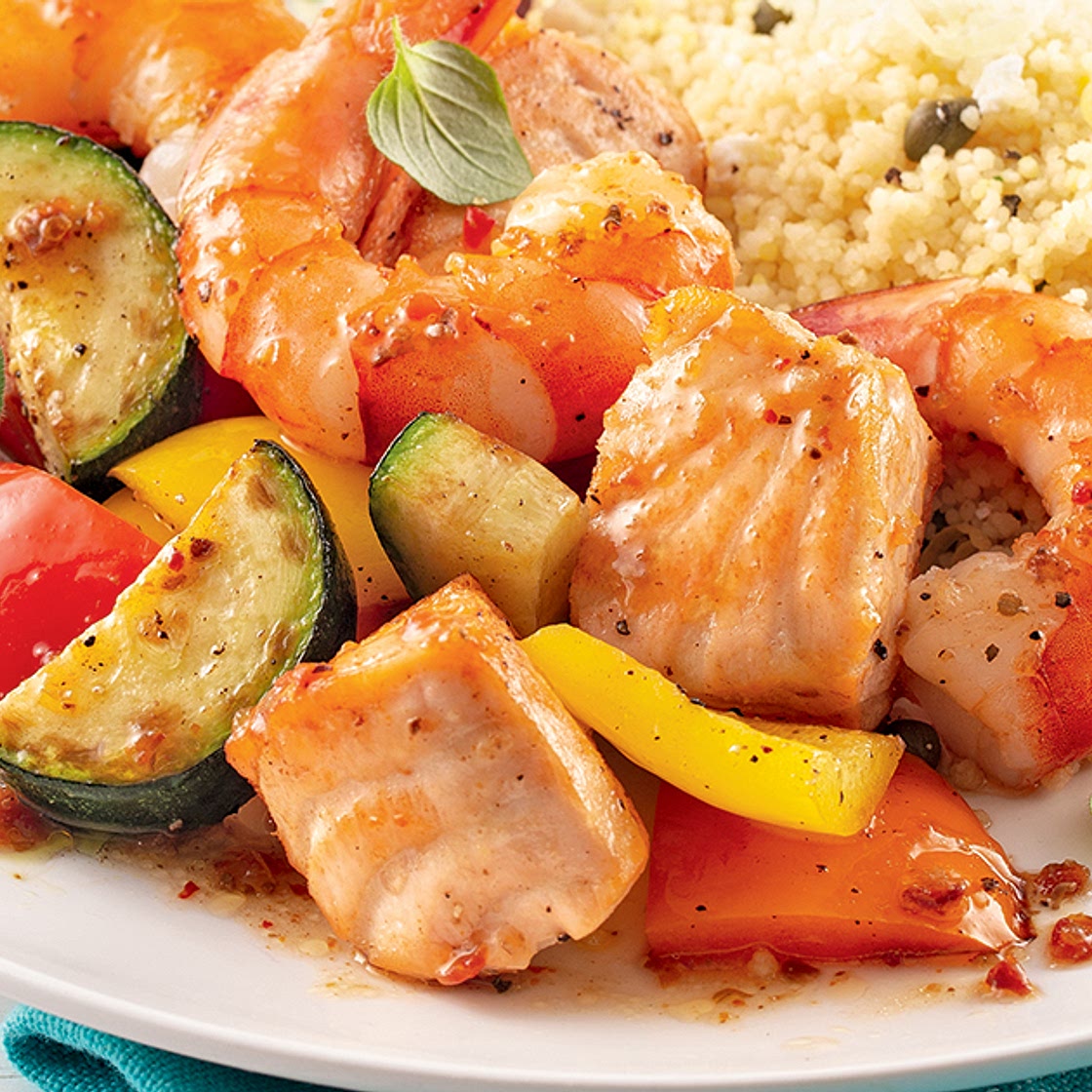 Papillote de saumon et crevettes