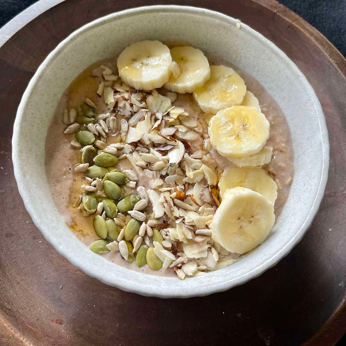 Banana and almond  porridge  