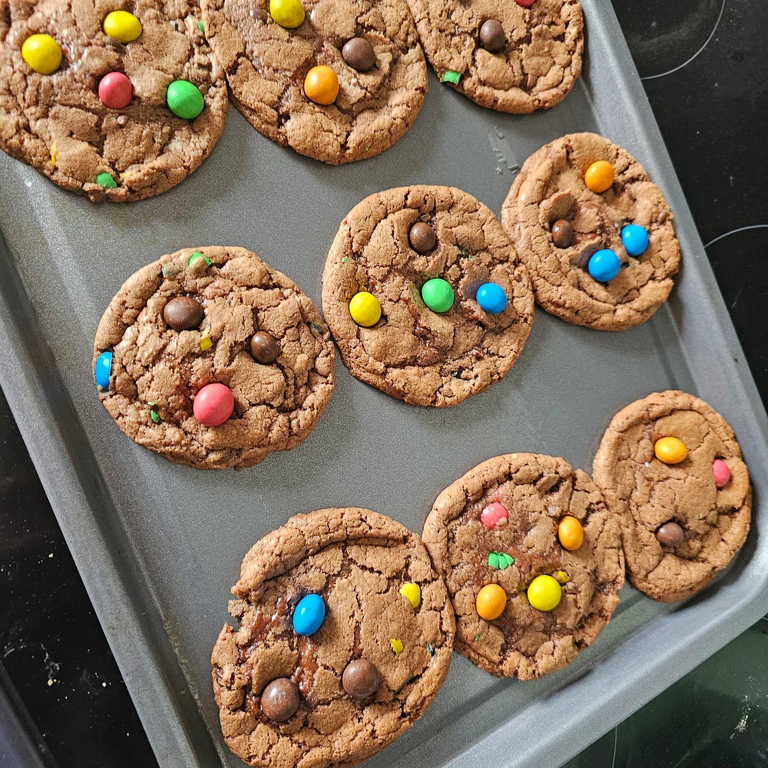 Crispy M & M chocolate cookies