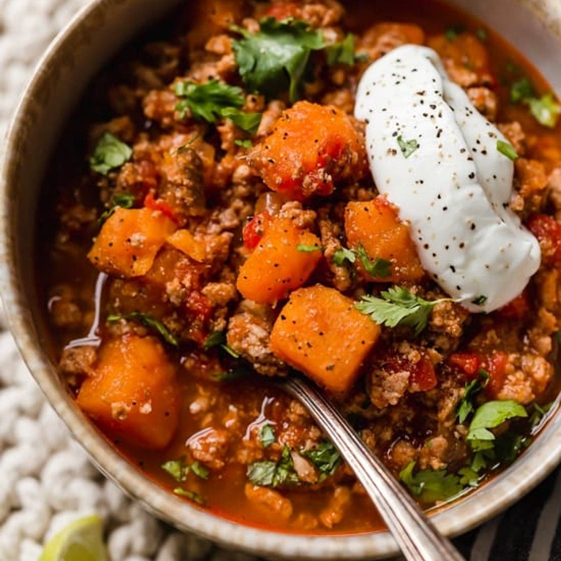 No Bean Turkey and Sweet Potato Chili