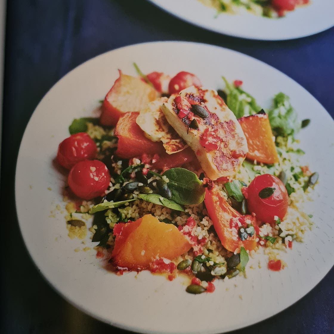 Roast Squash & Halloumi with Bulgur Wheat & Chilli Ginger Dressing