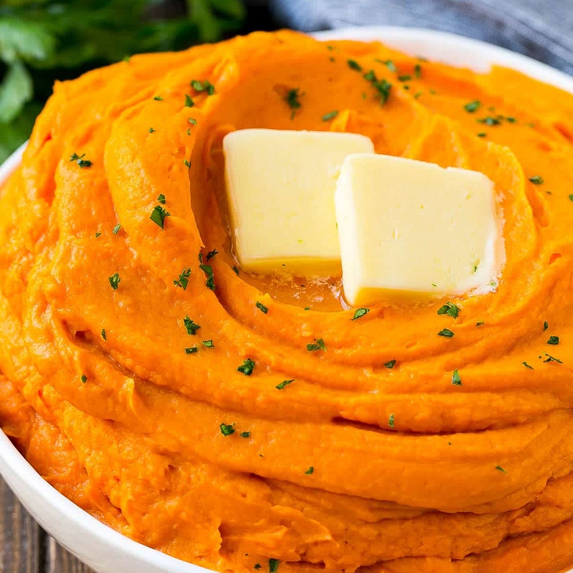 Healthy creamy sweet potato mash