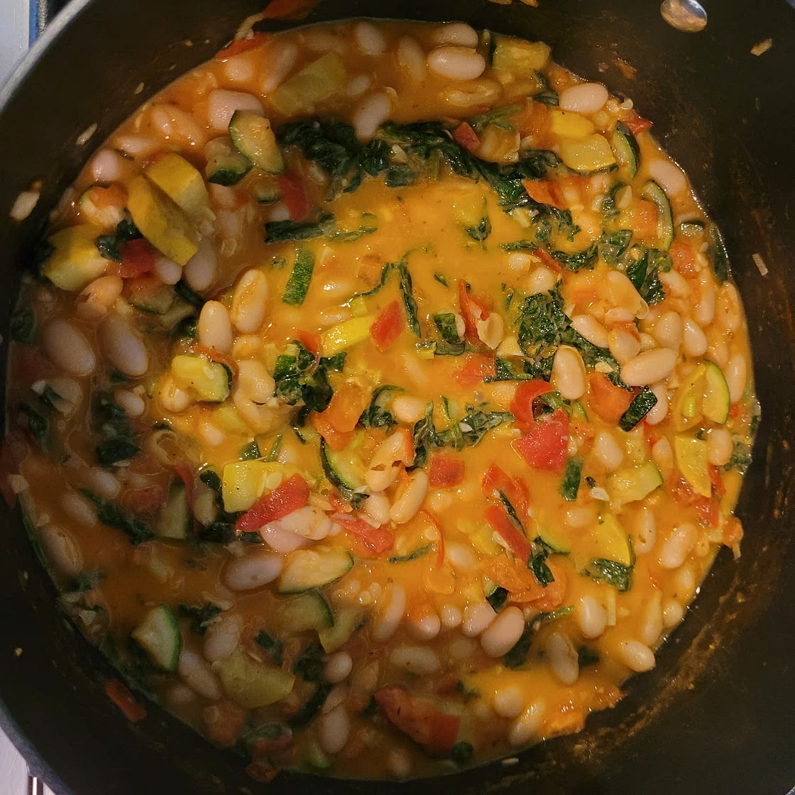 Saucy White Beans with Spinach